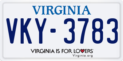 VA license plate VKY3783