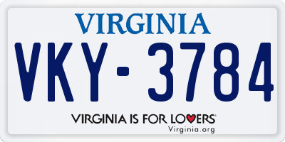 VA license plate VKY3784