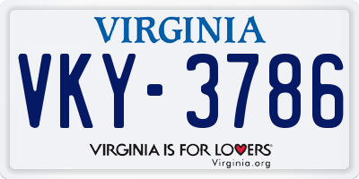 VA license plate VKY3786