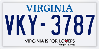 VA license plate VKY3787