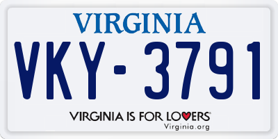 VA license plate VKY3791