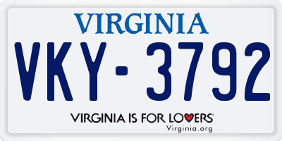 VA license plate VKY3792