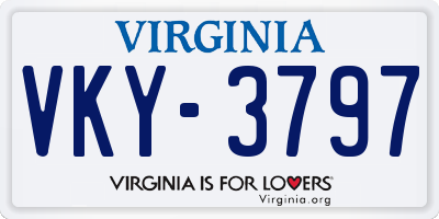 VA license plate VKY3797