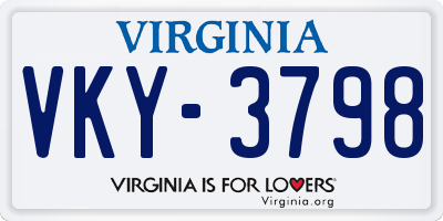 VA license plate VKY3798