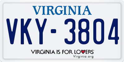 VA license plate VKY3804