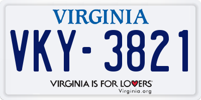 VA license plate VKY3821