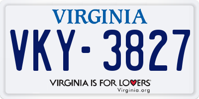 VA license plate VKY3827