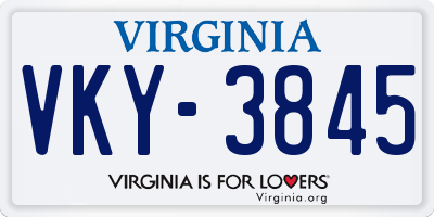 VA license plate VKY3845