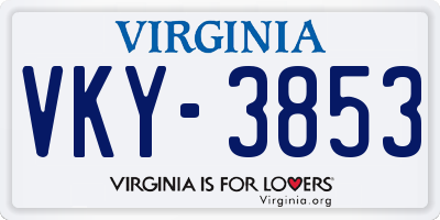 VA license plate VKY3853