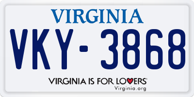 VA license plate VKY3868