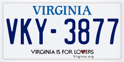 VA license plate VKY3877
