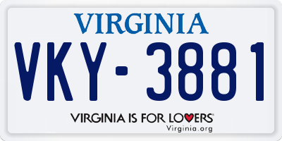 VA license plate VKY3881