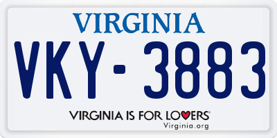 VA license plate VKY3883