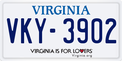 VA license plate VKY3902