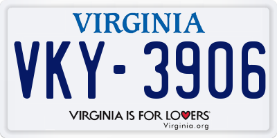 VA license plate VKY3906