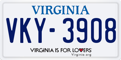 VA license plate VKY3908