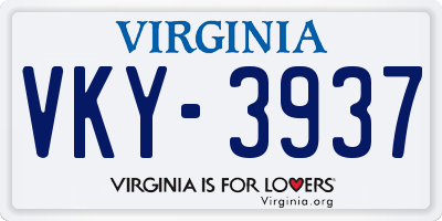 VA license plate VKY3937