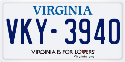 VA license plate VKY3940