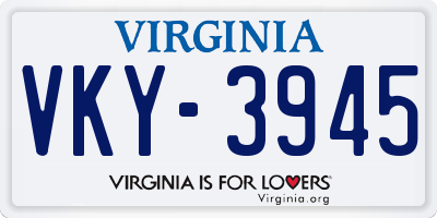 VA license plate VKY3945