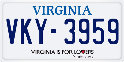 VA license plate VKY3959