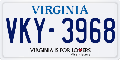 VA license plate VKY3968