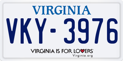 VA license plate VKY3976