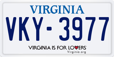 VA license plate VKY3977