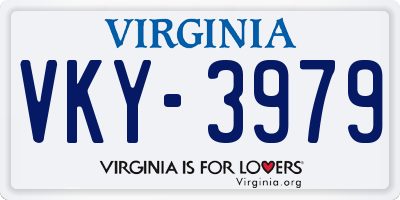 VA license plate VKY3979