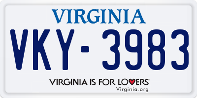 VA license plate VKY3983