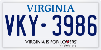 VA license plate VKY3986