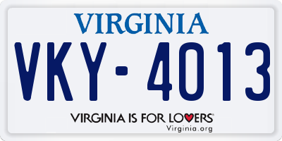 VA license plate VKY4013