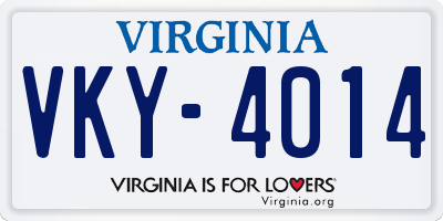 VA license plate VKY4014