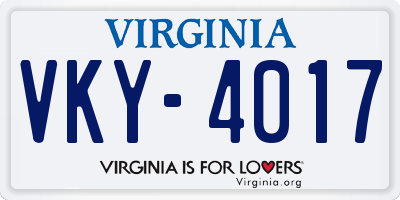 VA license plate VKY4017