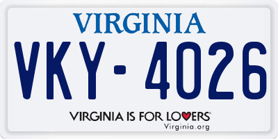 VA license plate VKY4026