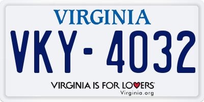 VA license plate VKY4032