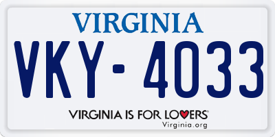 VA license plate VKY4033