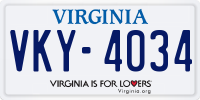 VA license plate VKY4034