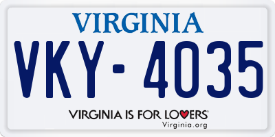 VA license plate VKY4035