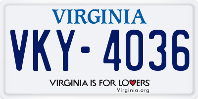 VA license plate VKY4036