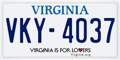 VA license plate VKY4037