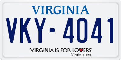 VA license plate VKY4041