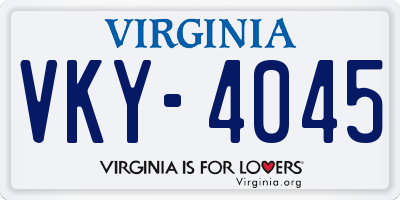 VA license plate VKY4045