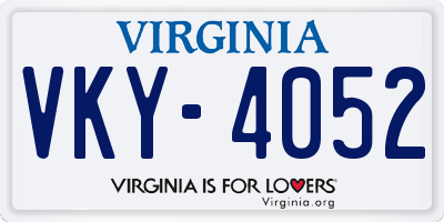 VA license plate VKY4052