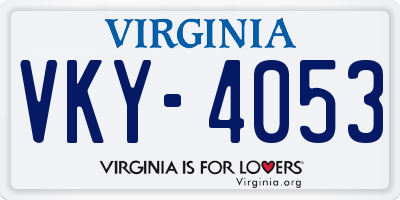 VA license plate VKY4053