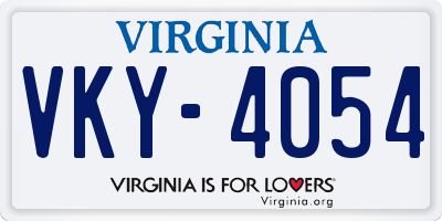 VA license plate VKY4054