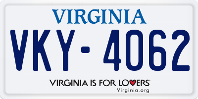 VA license plate VKY4062