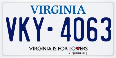 VA license plate VKY4063