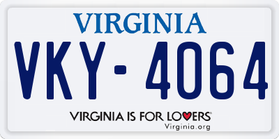 VA license plate VKY4064
