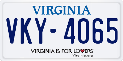 VA license plate VKY4065