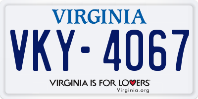 VA license plate VKY4067